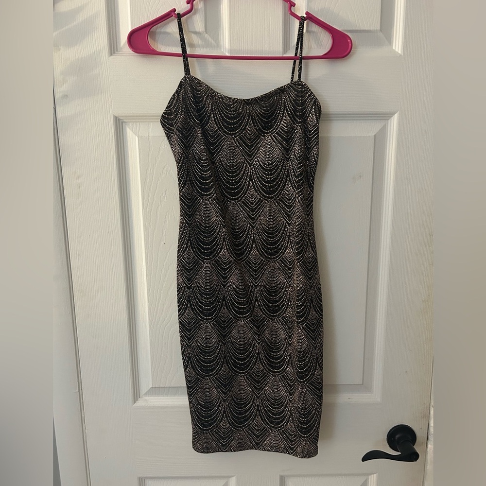 Women’s Black & Gold Beaded Sheath Dress